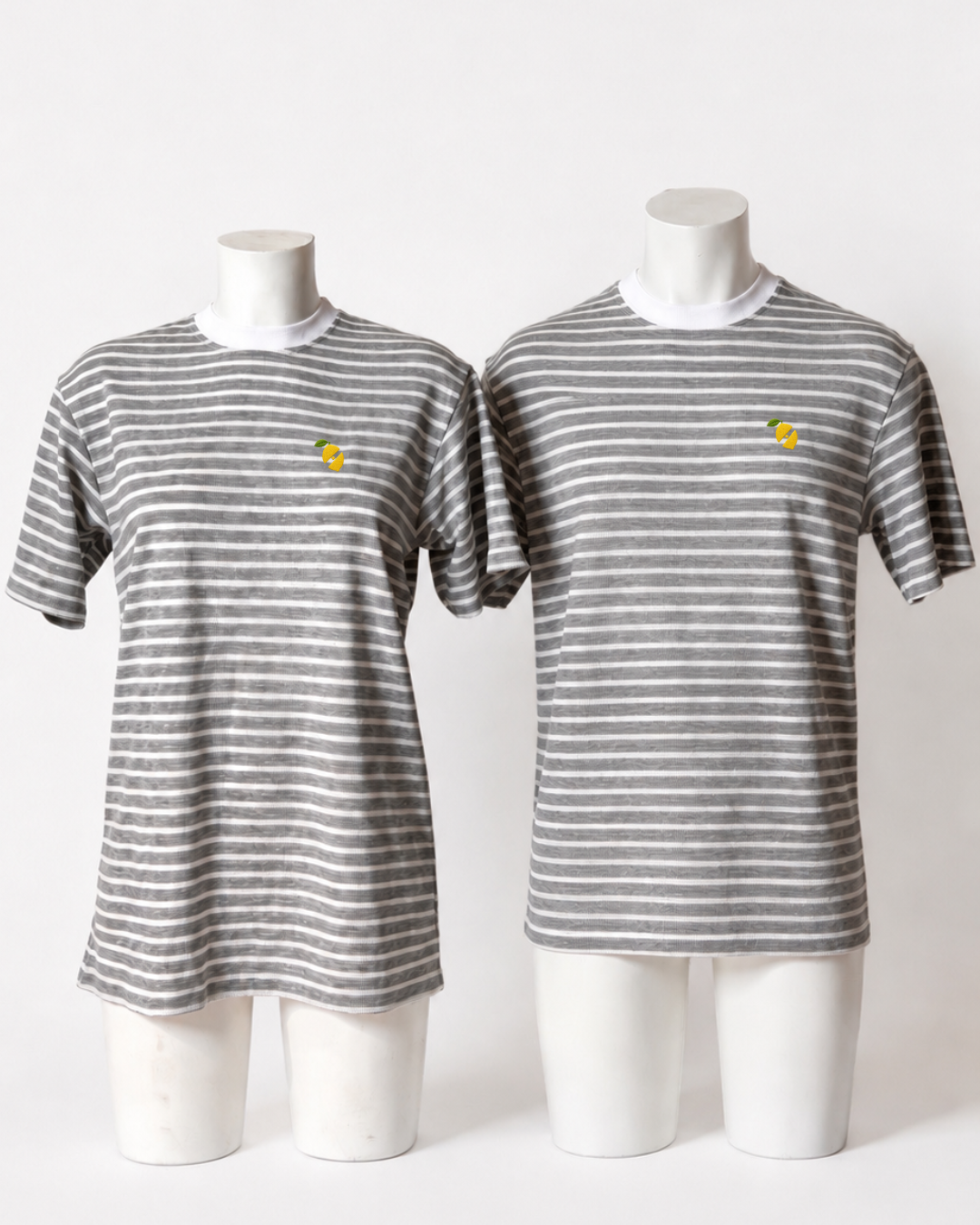 Boxy T-Shirt, white and gray stripes