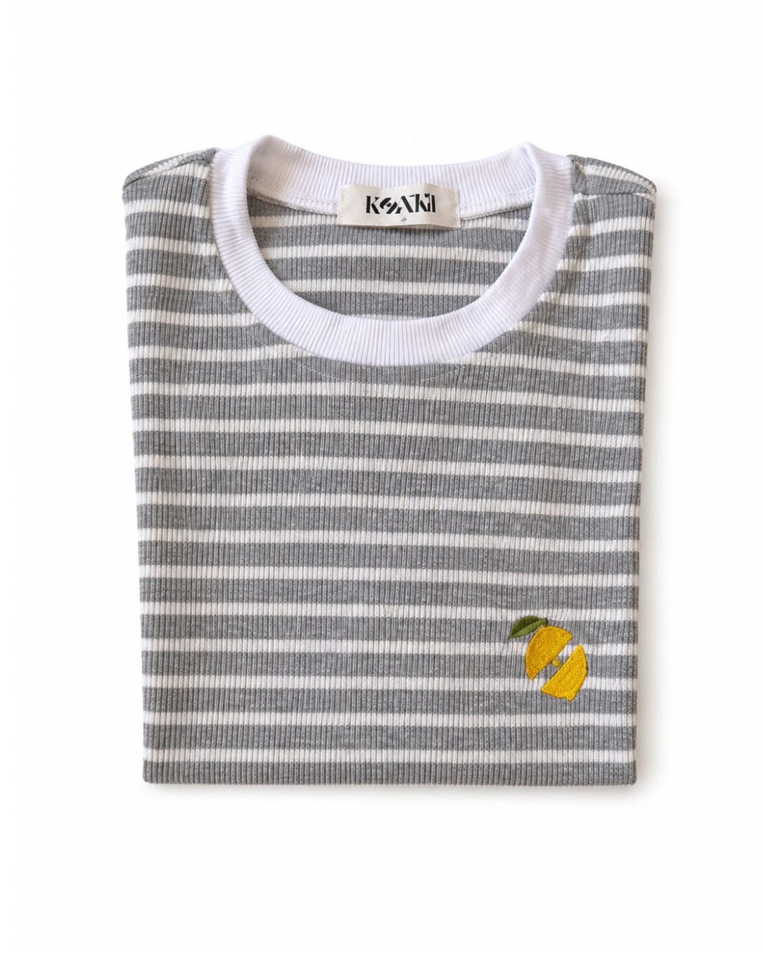 Boxy T-Shirt, white and gray stripes