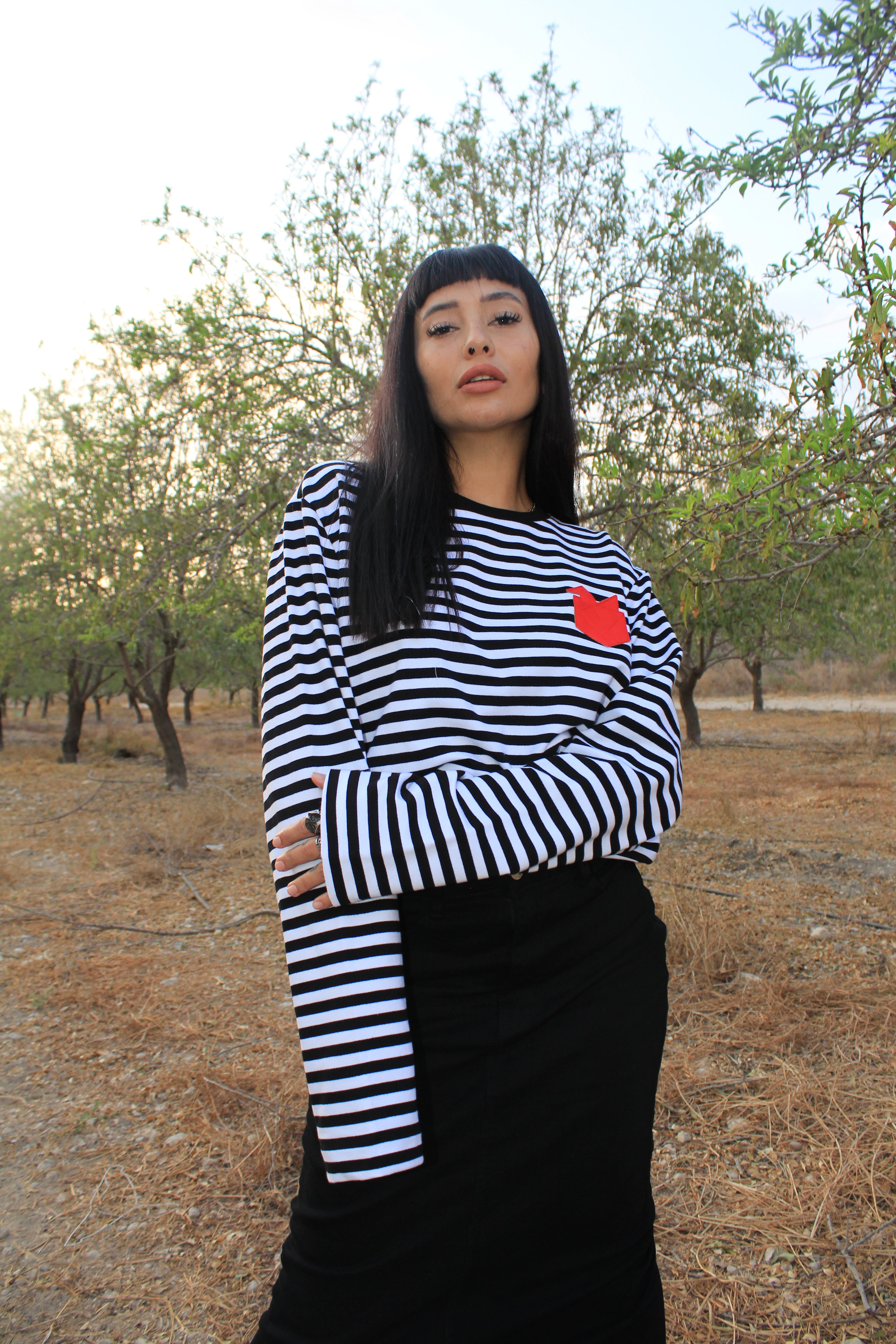 סווטשירט פסים אוריגמי